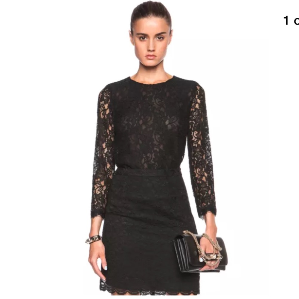 Diane Von Furstenberg Brielle Lace Top in Black - Picture 1 of 8